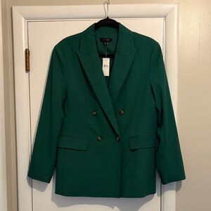 Ann Taylor Teal Double-Breasted Blazer